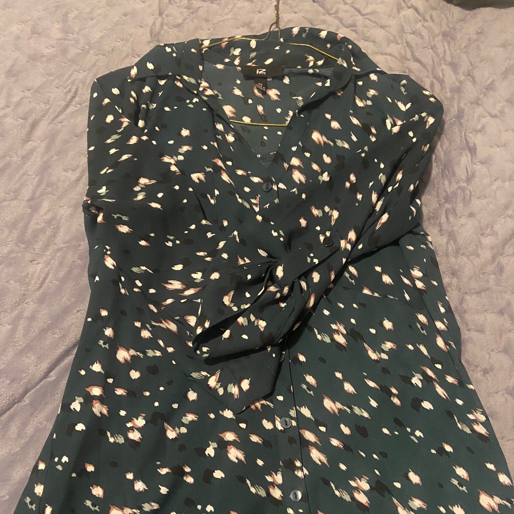 Grey with gold spots button up